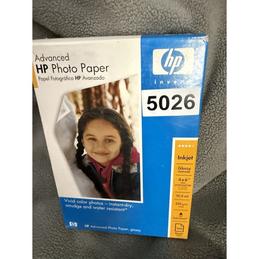 HP Advanced Glossy Inkjet Photo Paper 100 Sheets 4 x 6" NEW Unopened
